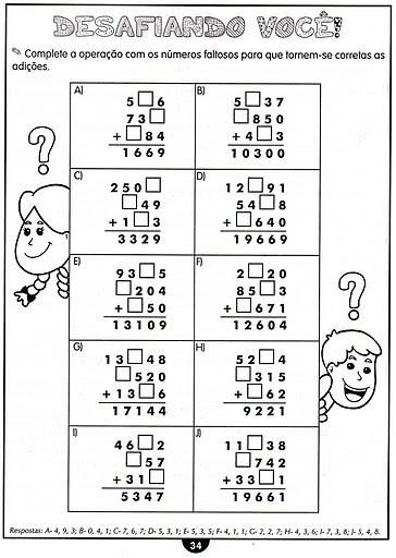 Professora Marlene Silva: ATIVIDADES DE MATEMÁTICA 8... ADIÇÃO, DESAFIO ...