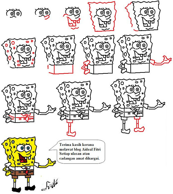 Cara menggambar SpongeBob SquarePants Cara menggambar SpongeBob SquarePants