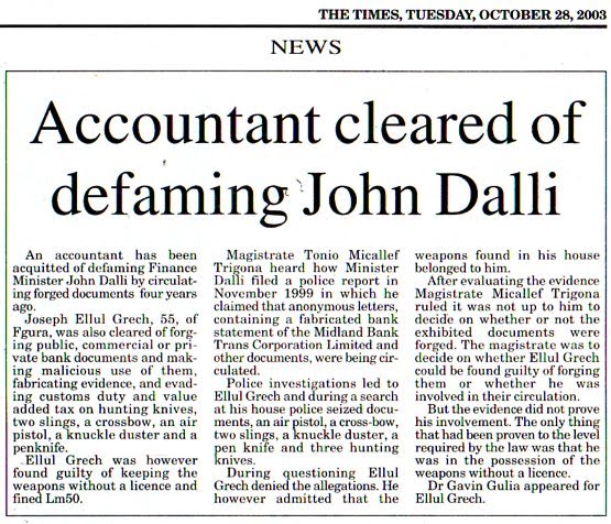 John Dalli's Victim Acquitted