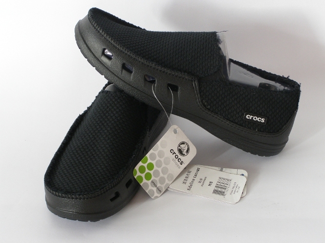 black canvas crocs