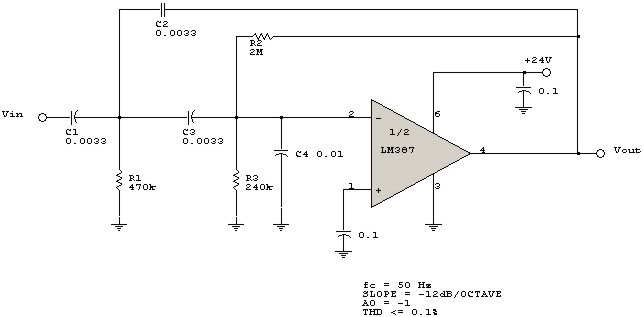 Circuitos de Electronica: Rumble Filter Using LM387