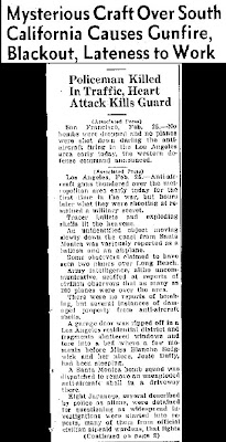 Mysterious Craft Over South California - The Greely Daily Tribune 2-25-1942