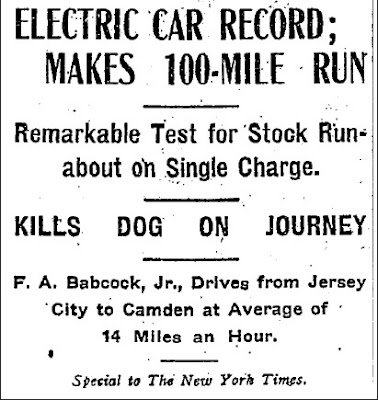 Electric Car Record (Heading) - New York Times 10-13-1906