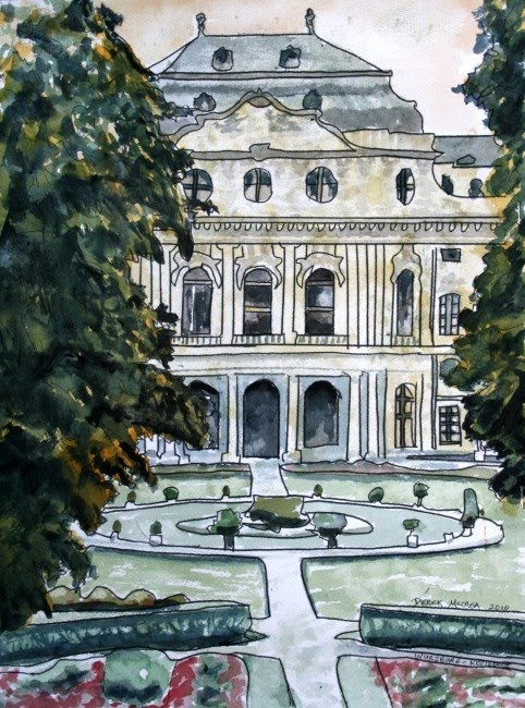 Watercolor Paintings - Art by Derek McCrea: Wurzburg Residence Castle