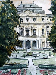 wurzburg drawing germany castle residence watercolor painting drawings cityscape ink architecture pen paintings