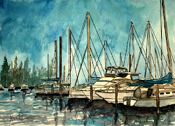 boats boat paintings seascape painting nautical watercolor florida artsyhome prints marina fishing print mccrea derek
