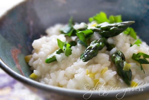 Risotto recipe with asparagus is vegan and gluten free