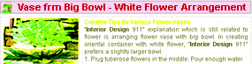 interior design of vase from big-bowl with white flower arrangement