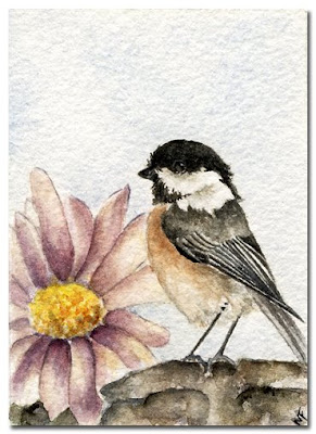 chickadee watercolour painting