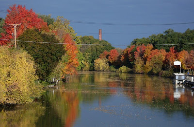fall foliage oil painting, Erie Canal at Fairport NY (c)2008 jcb