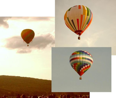 montage of three balloons heading skyward