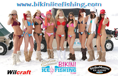 bikini ice fishing team