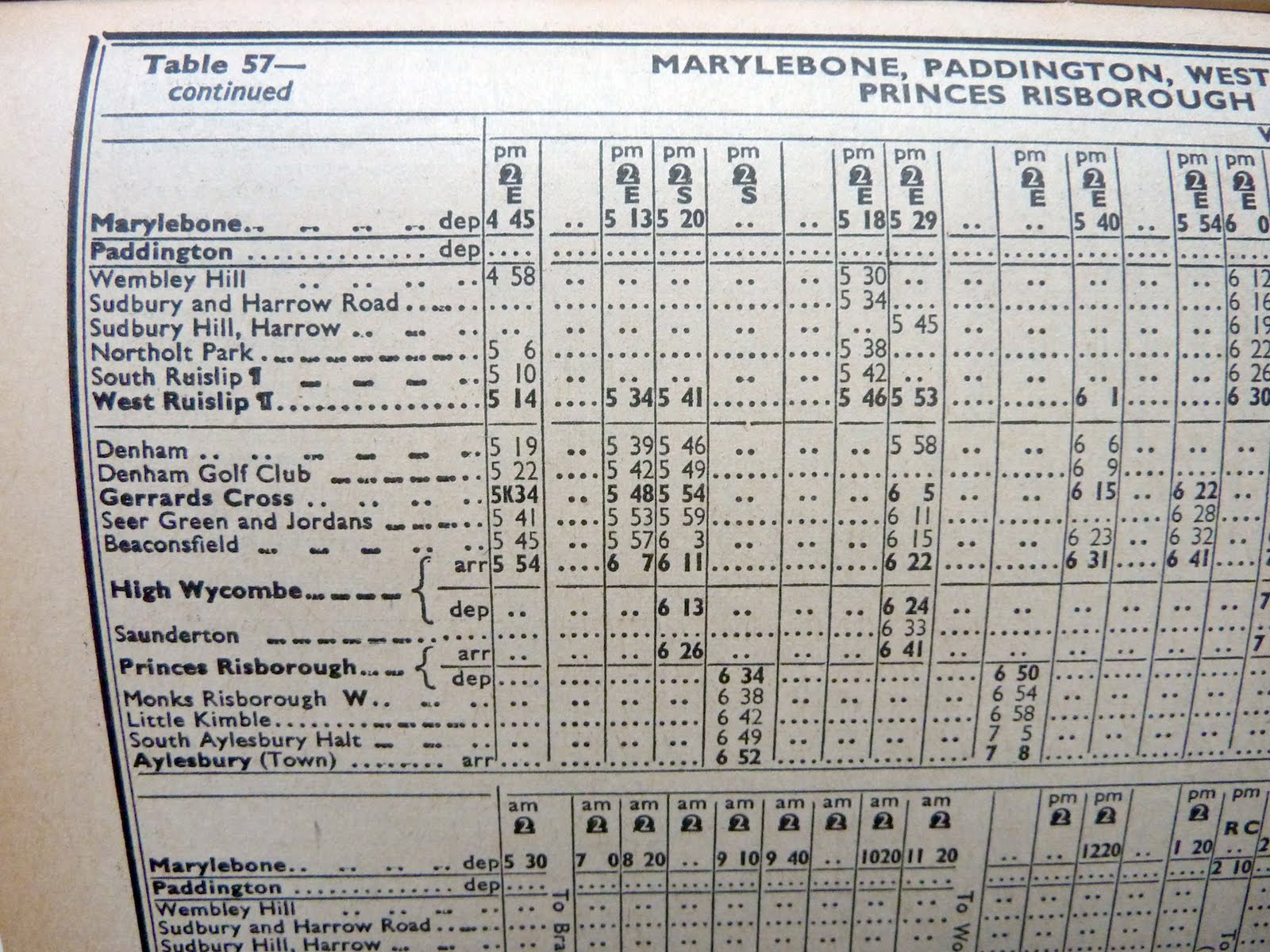turning pages British Railways timetable