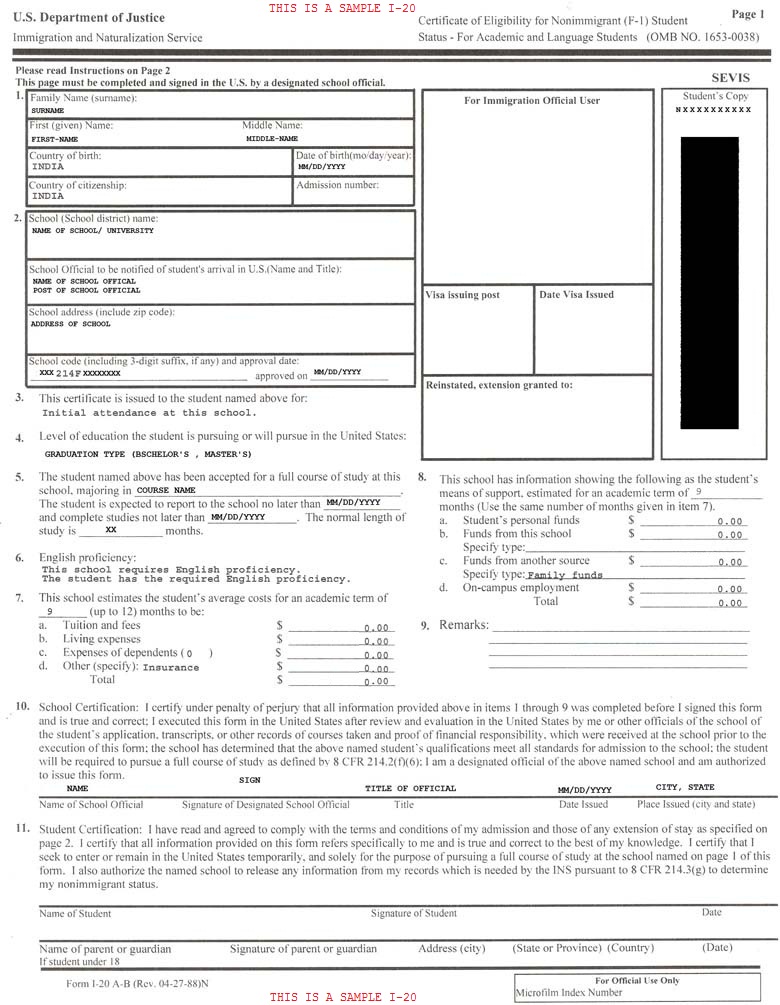 Indians Applying For USA Student Visa Required Material