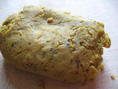 Scrambled Chickpea Flour with a Fiery Red Chili Paste