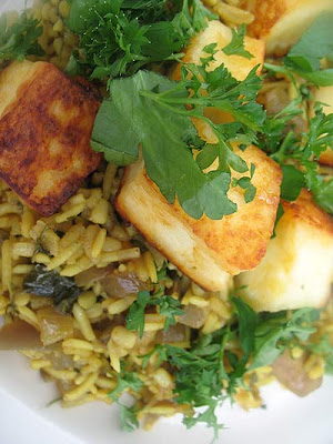 Wild Mushroom and Paneer Pilaf with Urad Dal