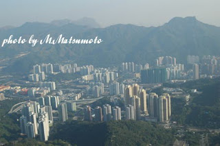 針山（Needle Hill）山頂より大圍（Tai Wai）市街と獅子山（Lion Rock）、飛鵝山（Kowloon Peak）