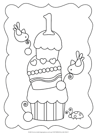 1st Birthday Coloring Pages Style Me Gorgeous FREE COLOUR IN Happy Birthday SMG