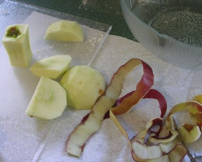 peel and slice the apples, Anne's technique make this quick work!