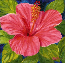 painting hibiscus acrylic flowers flower paintings watercolor canvas paint oil colored salmon rocks bloom zehoriginalart floral portrait rock drawing hedge