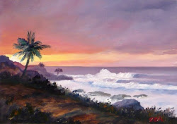 hawaii painting seascape oil waimea paintings watercolor oahu shore bay