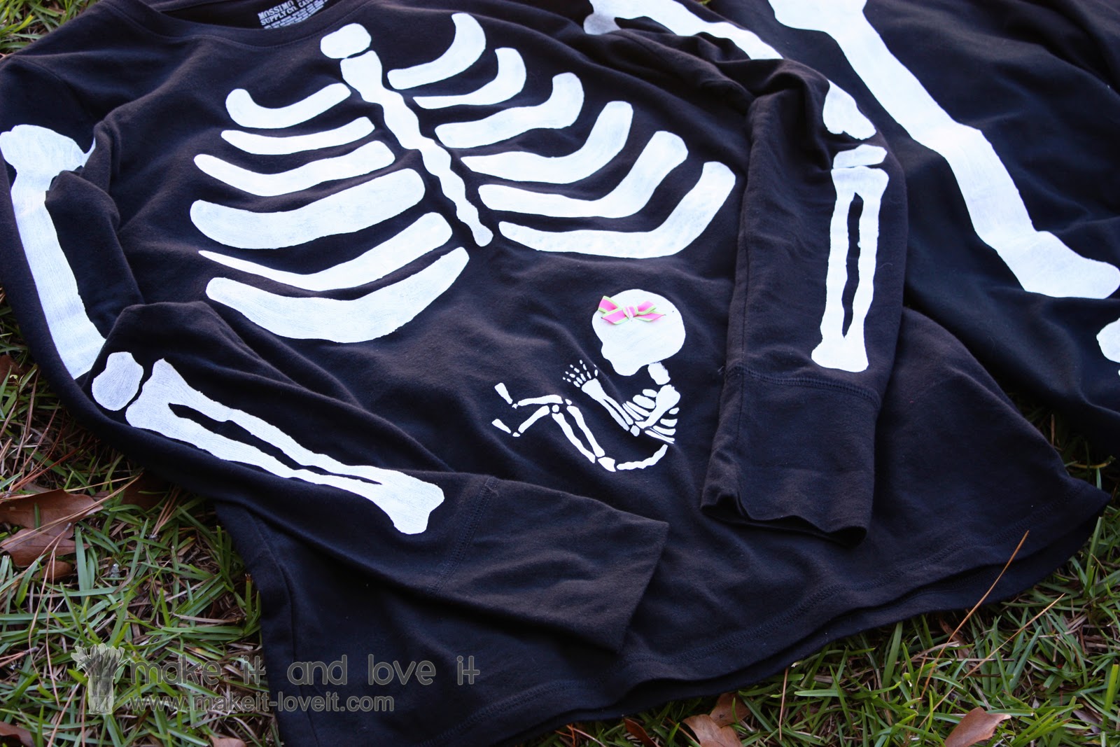 Our Last Minute Adult Costumes Pregnant Skeleton and Matching Husband