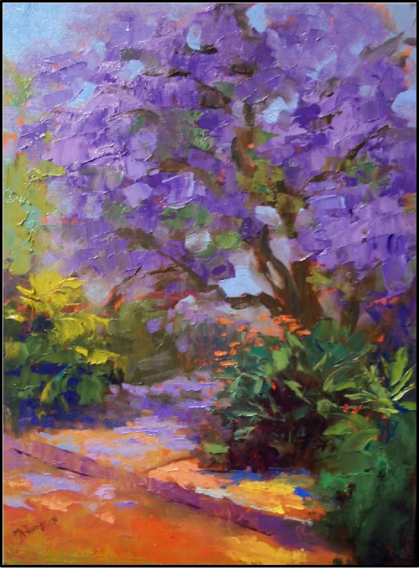 Paint Dance "Jacaranda Tree in Bloom", 12x16, by Maryanne Jacobsen
