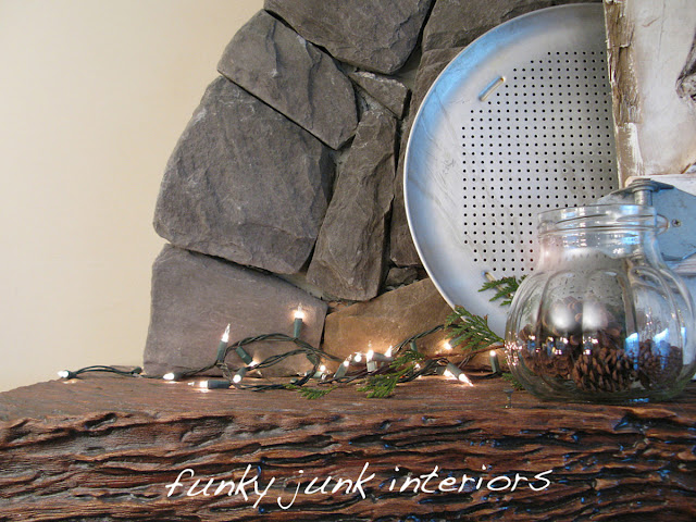 mini lights on mantel