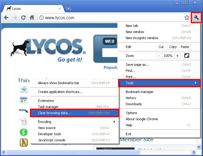 General computers clear browsing data in google chrome 7 0 517 44