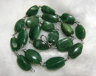 wire wrapped necklace Wire wrapped green stone necklace