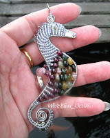 wire wrapped seahorse pendant