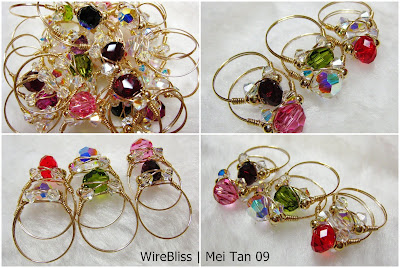 Sparkly Crystal Rings a bunch of wire wrapped sparkly crystal rings - swarovski crystal