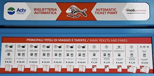 Venice ACTV ticket machine for vaporetto tickets | Travel guide for Venice