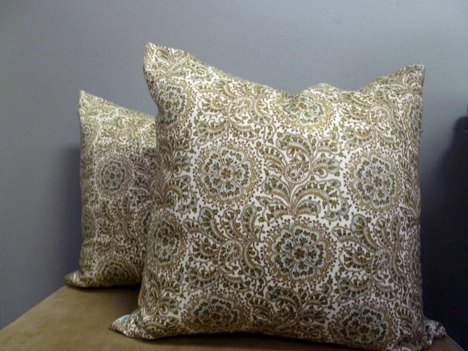 nakedwindow pair of 18x18 stamped print and silk pillow covers