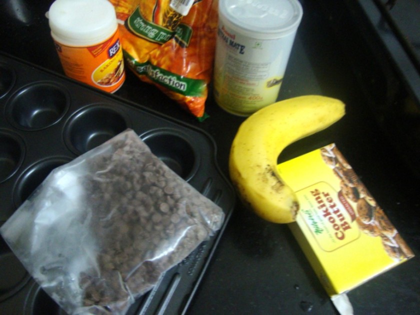 Microwave Eggless Banana Muffins with Chocolate Chips How to bake