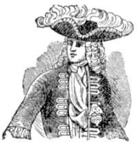 Ilustración de caballero con la corbata anudada al estilo Steinkirk