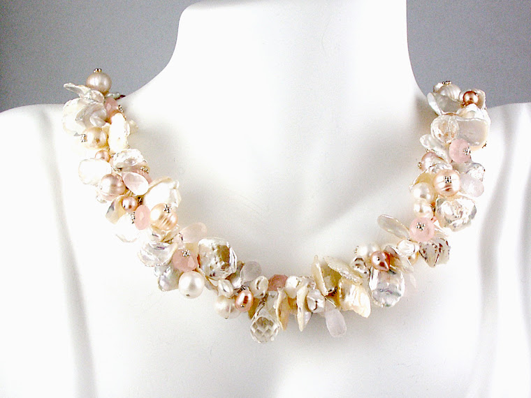 Keshi pearls with multi gemstones