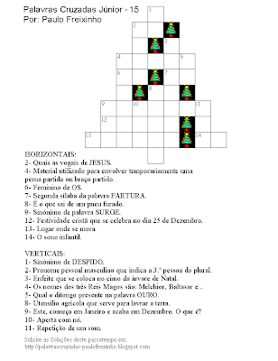 Palavras Cruzadas infantis para imprimir