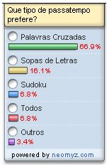 Sondagem: Que tipo de passatempo prefere?