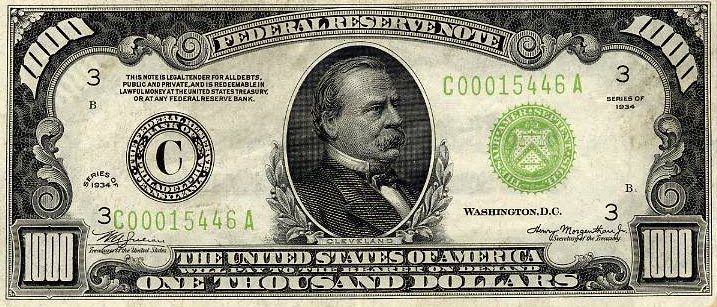 Free Printable 1000 Dollar Bill