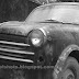 Old Indian car dumped in scratch yard, Fiat 1100 car of model 1950s, Cochin, Kerala, Black & White cellphone photography