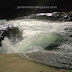 Arippara waterfalls in Iruvanjipuzha/ RIver, Calicut, Kerala, Wild milky river current splashing through river-bed rocks