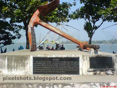 old anchor of the ship lord wellington used in the dredging of port of cochin kerala,photographed from fort cochin beach side
