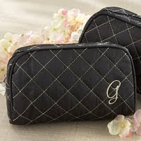 Quilted Monogrammed Cosmetic Make Up Bag