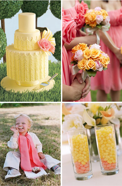 Honeysuckle Pink and Lemon Yellow Wedding Inspiration Board