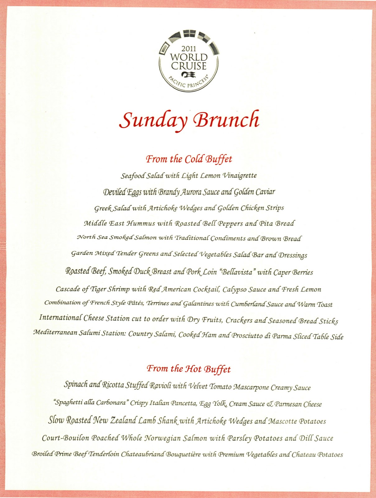 Chart House Sunday Brunch Menu