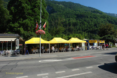 Open air cafe on way to Interlaken Ost train station