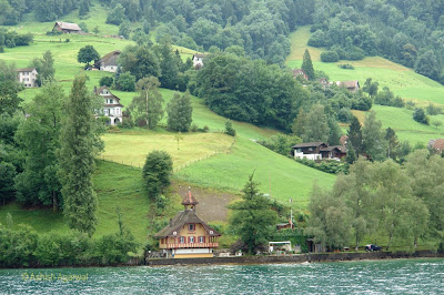 Houses from the lake shore up the hill right next to Lake Lucerne.jpg