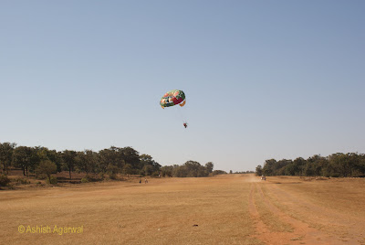 Being pulled by a vehicle while para-sailing in Pachmarhi