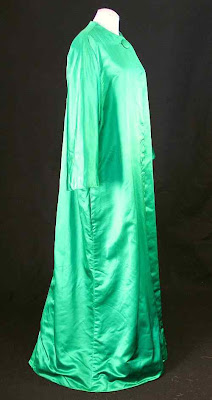 vintage evening coat, Henri Bendel, emerald green silk